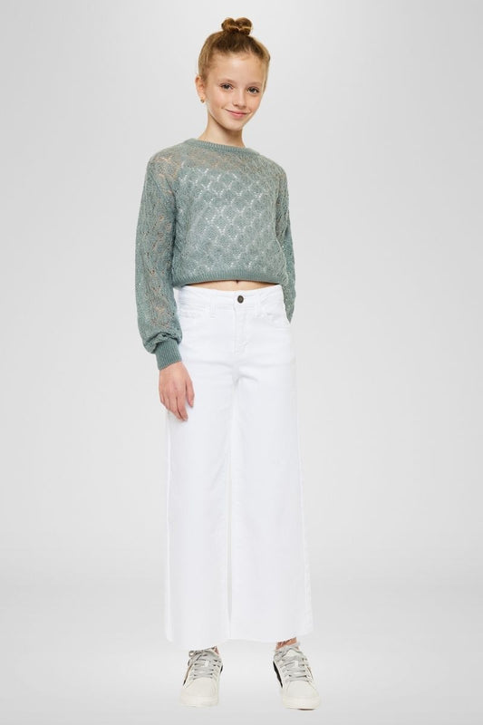 Kan Can White Crop Jeans Youth Girls