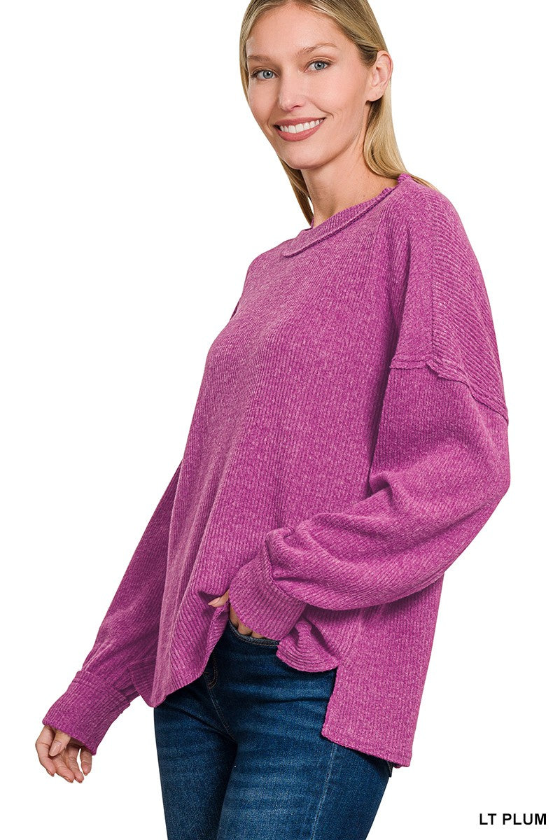 Lt Plum Ribbed Hacci Sweater