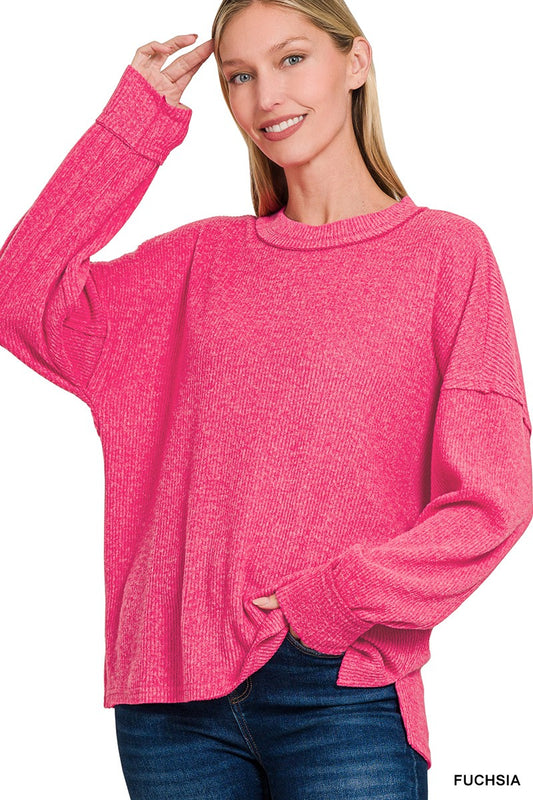 Fuchsia Ribbed Hacci Sweater