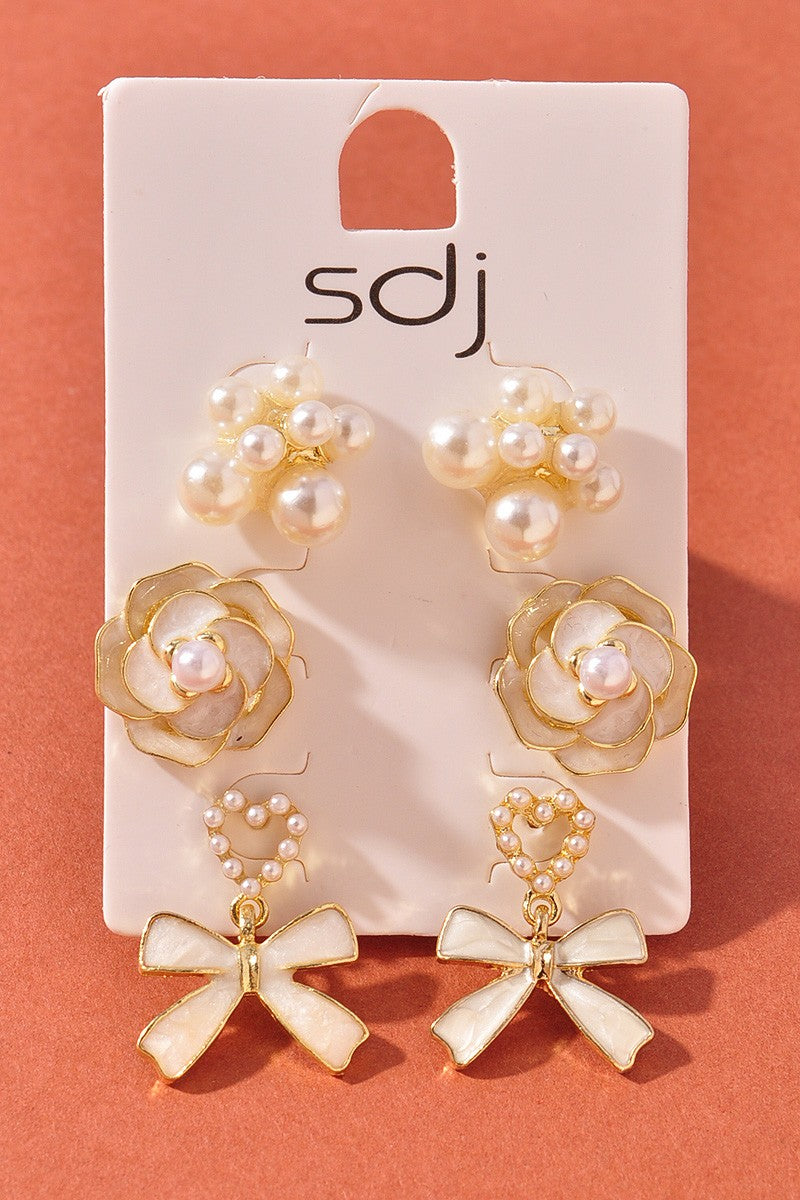 Pearl and Bow Earrings