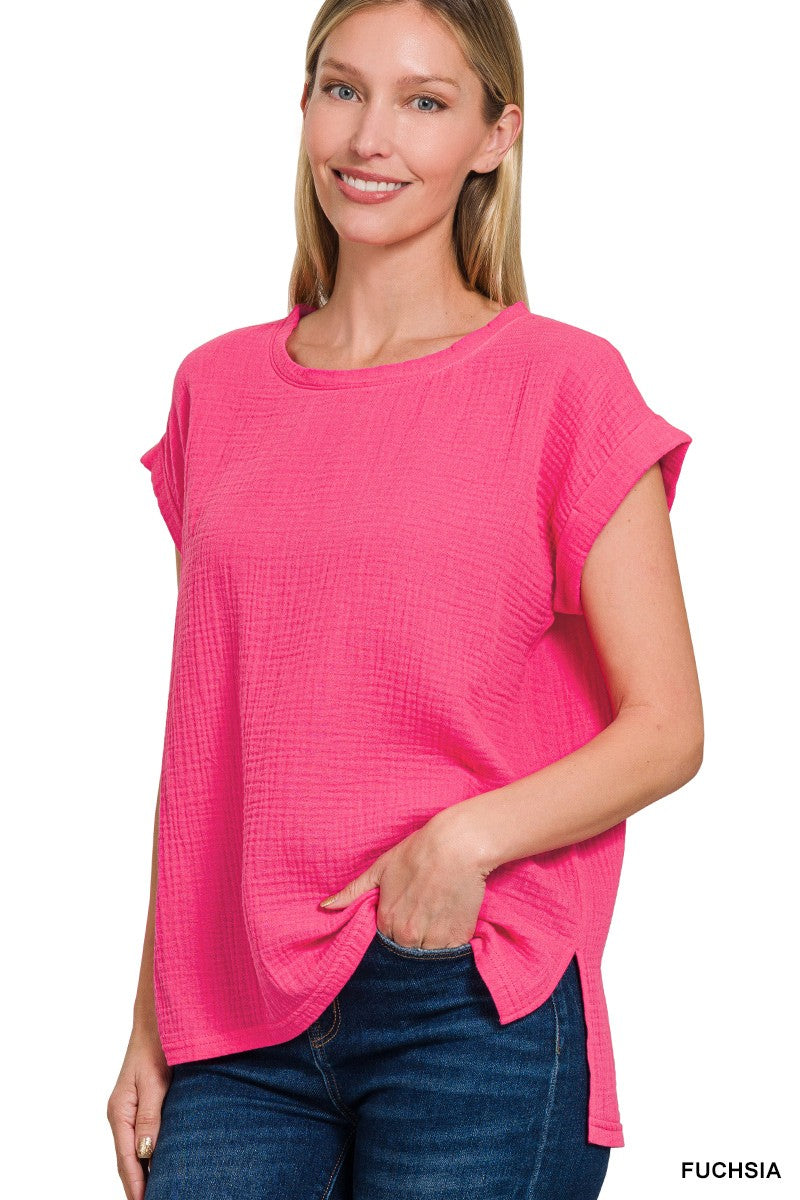 Fuchsia Double Gauze Top