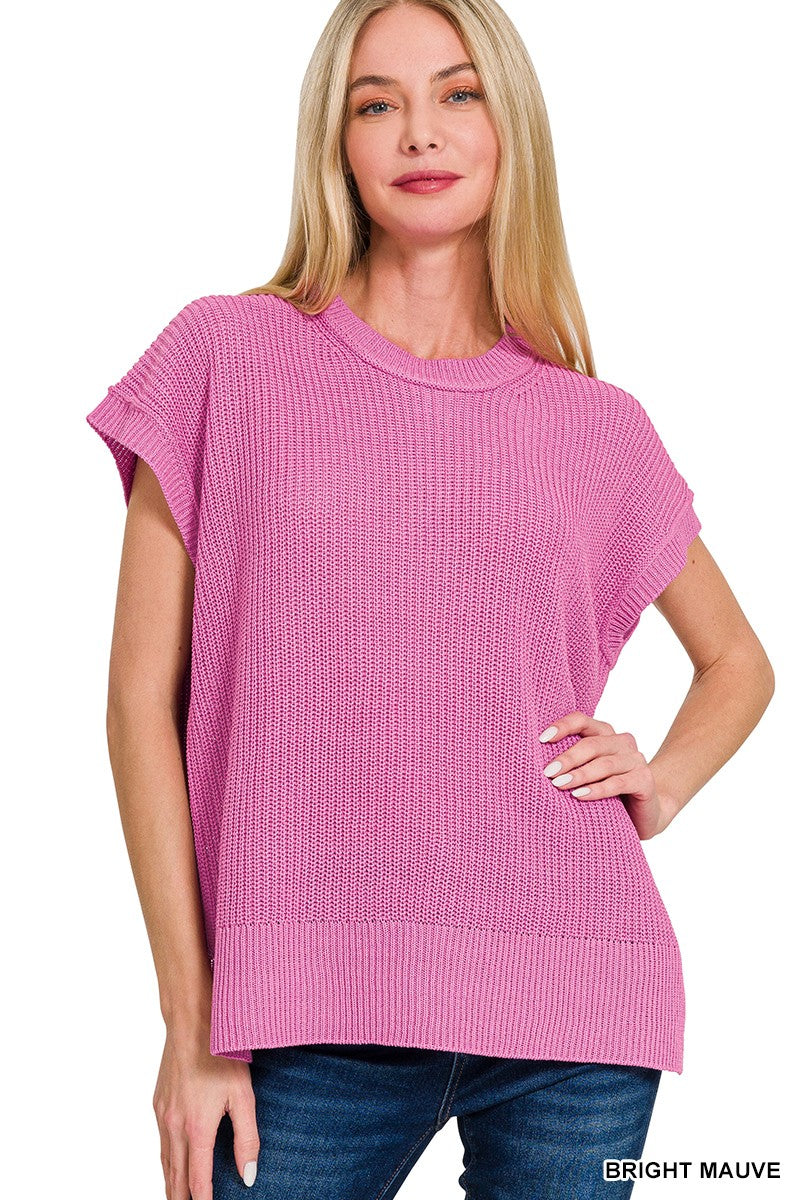 Mauve Oversized Crew Neck Sweater