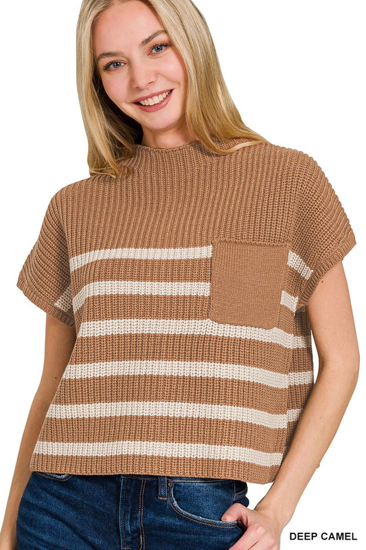 Deep Camel/White Stripe Sweater