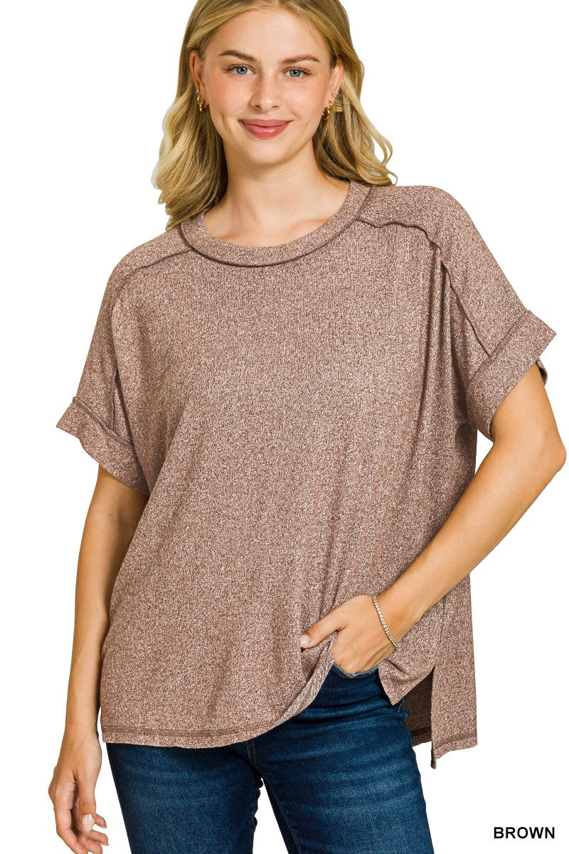 Soft Hacci Top in Brown