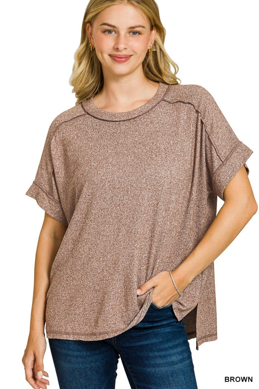 Soft Hacci Top in Brown