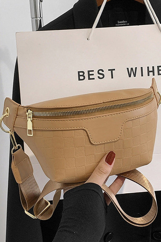 Lt Camel Checkered Crossbody