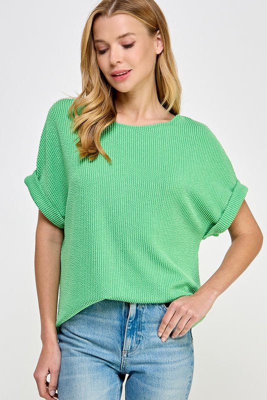 Gentle Breeze Kelly Green Rib Top