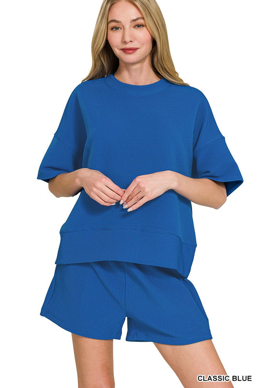 Classic Blue Ribbed 2pc Outfit