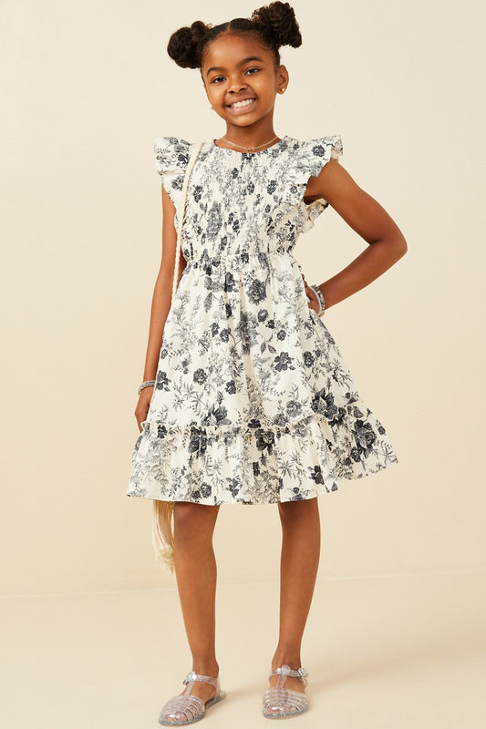 Black/White Antique Floral Dress