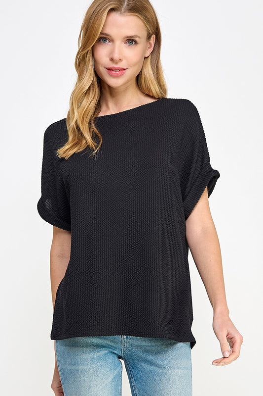 Walk the Walk Black Rib Top