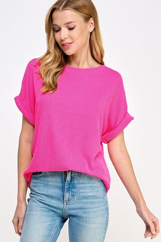 In Your Favor Hot Pink Rib Top