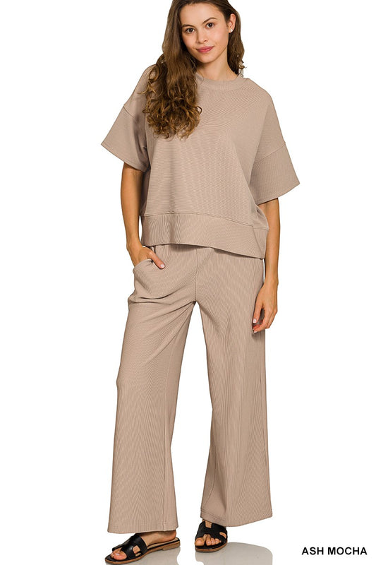 Ash Mocha Ribbed 2pc Set