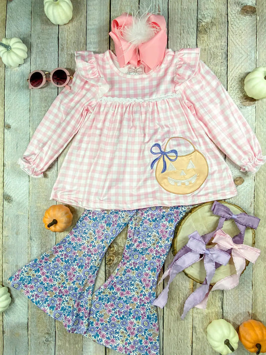 Trick or Treat Gingham & Floral 2pc Outfit