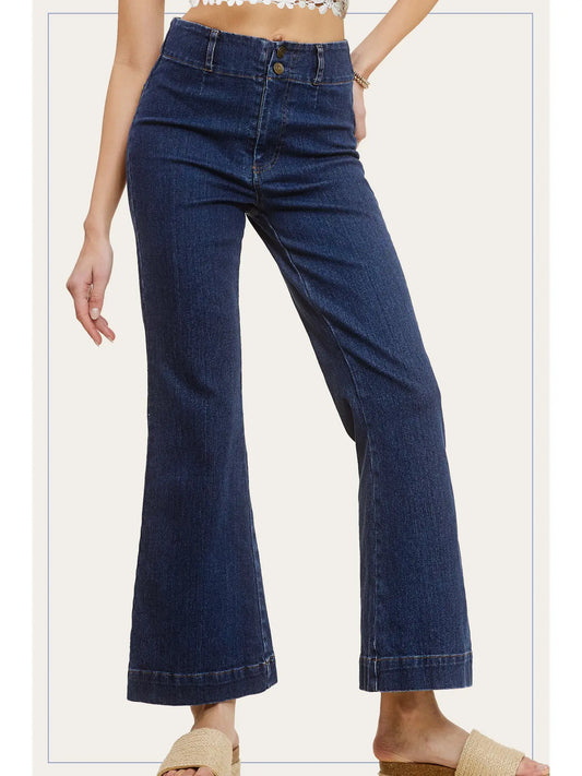 La Miel Dark Denim Wide Flare Jeans