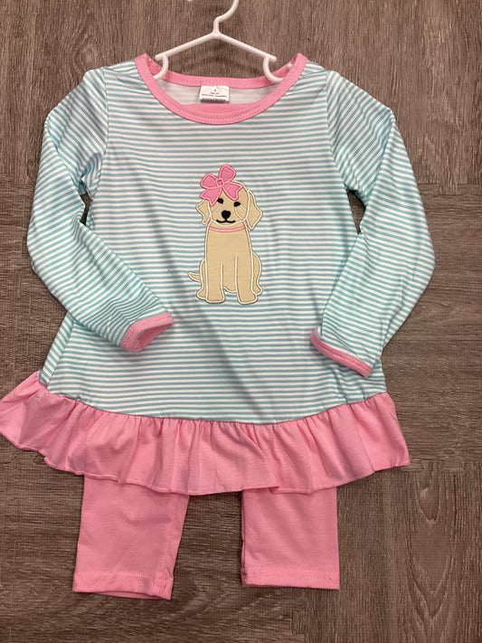 Girls Pink Puppy 2 piece outfit