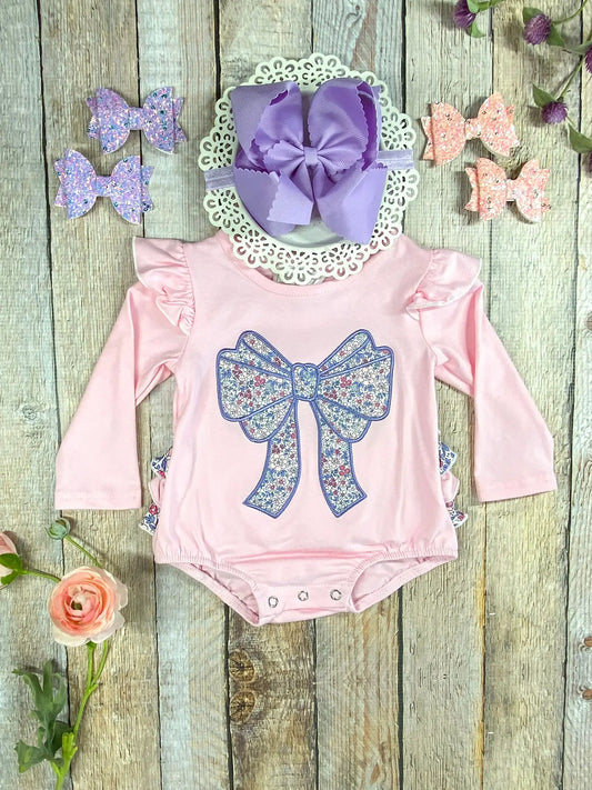 Purple Bow Applique Romper
