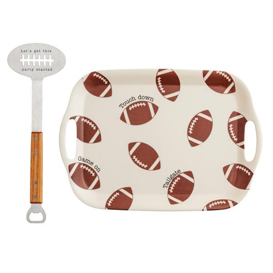 Mudpie Football Tray w/Spatula Set