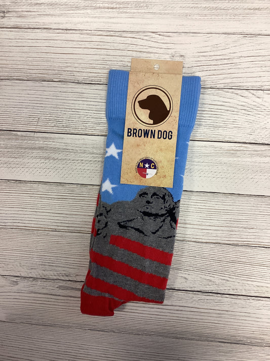 Brown Dog Rushmore Socks in Della Blue