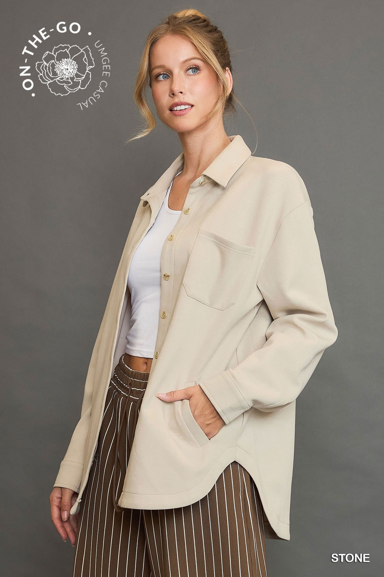 Luxeknit Shirt/Jacket in Stone by Umgee