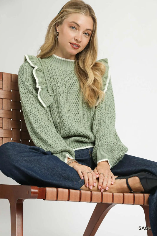 Miss Me Sage Sweater by Umgee