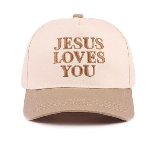 Jesus Loves You Hat in Ash Mocha