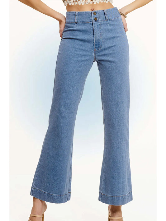 Light Denim Flare Jeans by La Miel