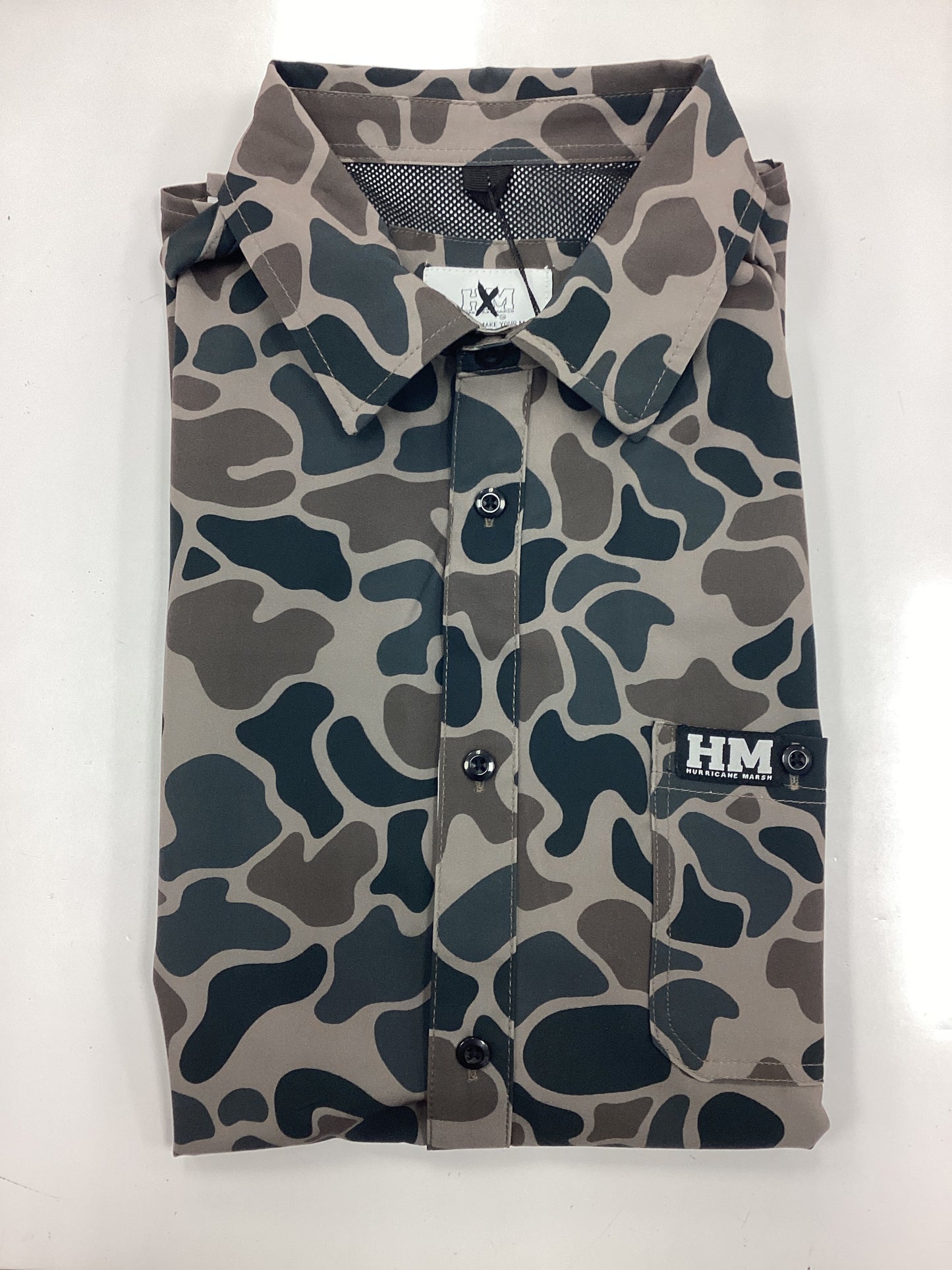 Hurricane Marsh River Camo Button Up Performance Short Sleeve