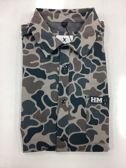 Hurricane Marsh River Camo Button Up Performance Short Sleeve