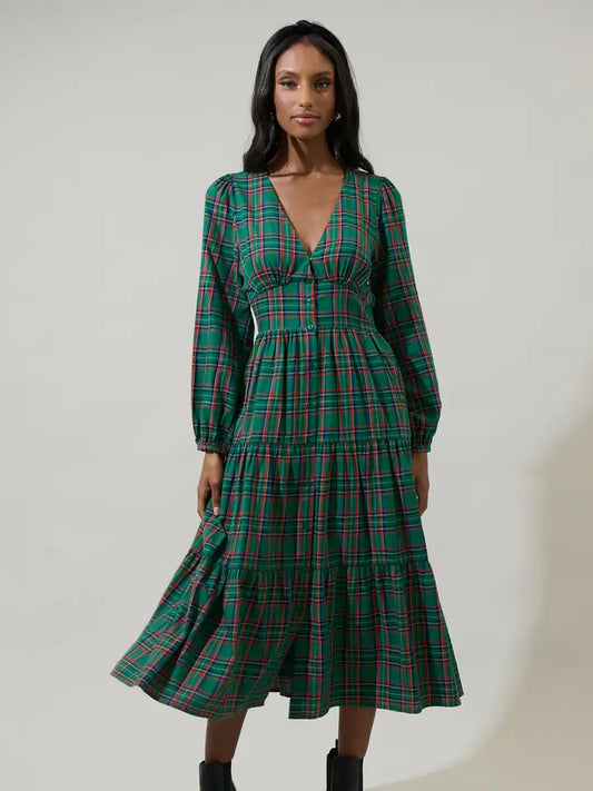 Jace Plaid Shely Dress by Sugarlips