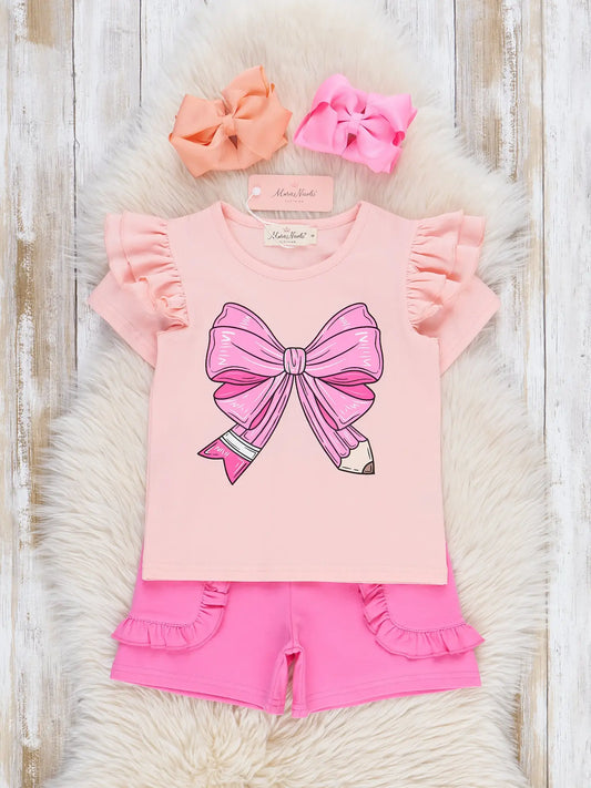Pencil Bow Ruffle Outfit