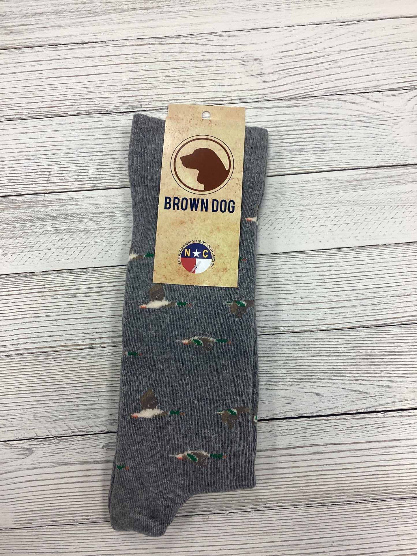 Brown Dog Mallard Socks in Grey Heather