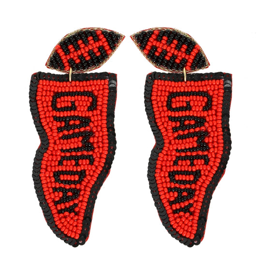 Game Day Earrings Flag Post Red/Black