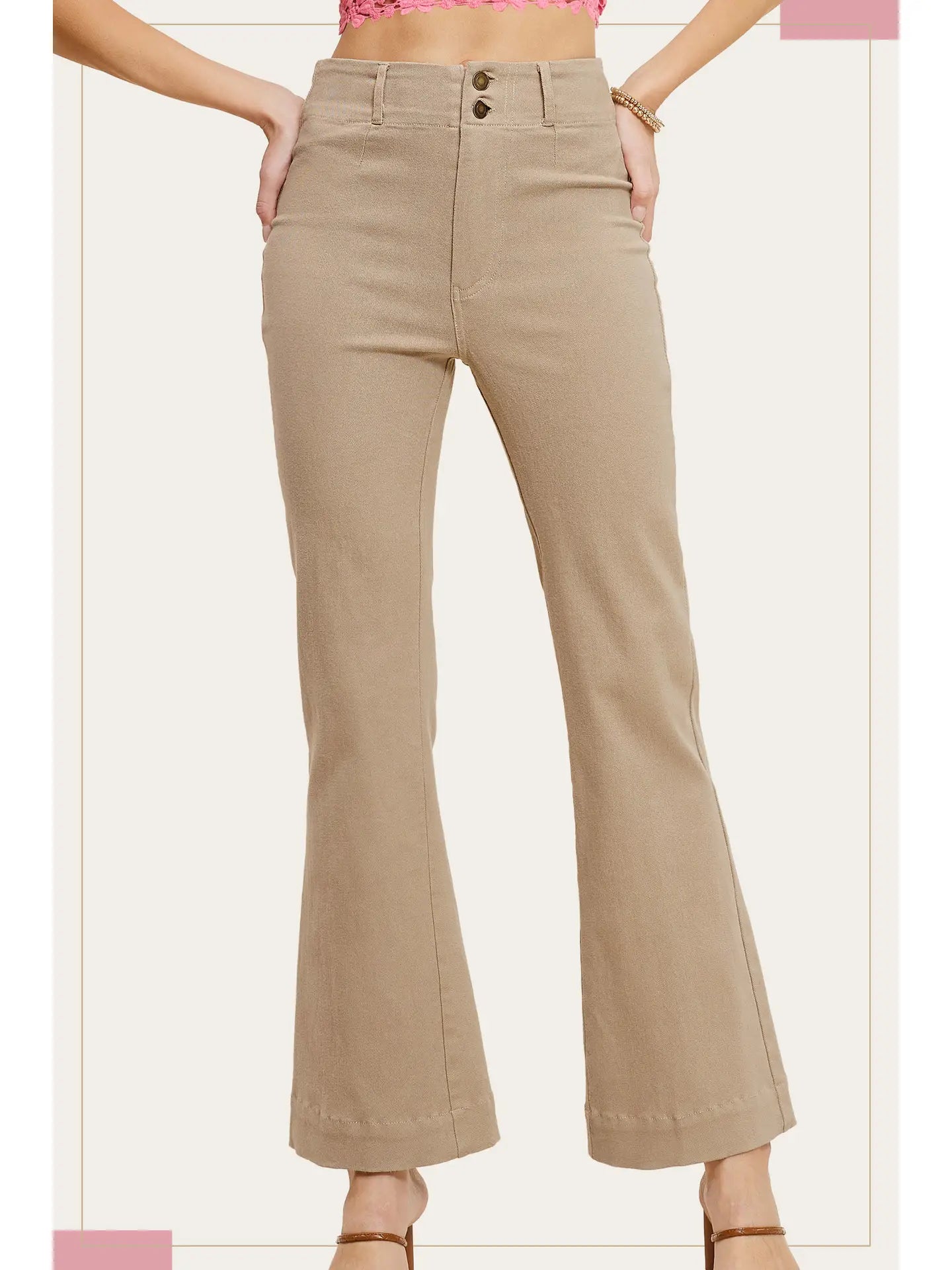 La Miel Wide Flare Jeans in Biscuit