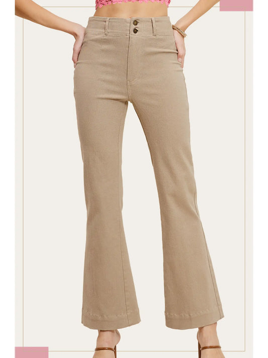 La Miel Wide Flare Jeans in Biscuit