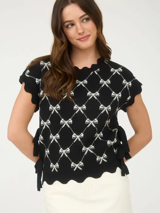 Bow Pattern Sweater in Black