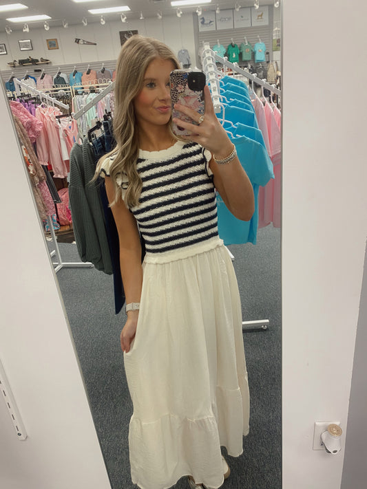 Graceful in Navy Midi Dress