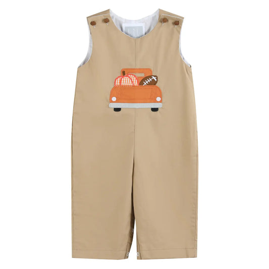 Lil Catus Pumpkin Football Truck Overalls