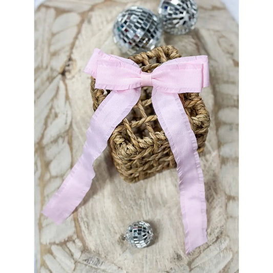 Pink Ruffle Ribbon Hair Bow