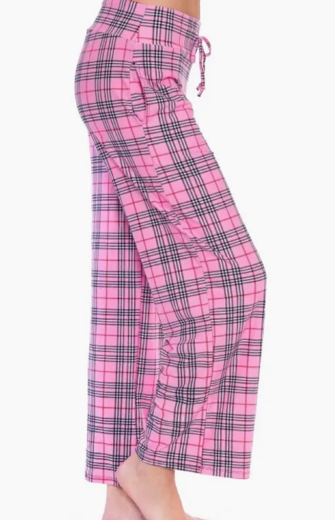 Women’s Pink Plaid Buttery Soft Pajama Pants