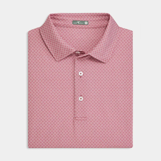 Genteal Diamond Lattice Printed Polo in Crimson