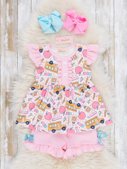 Pink School Bus Ruffle Outfit