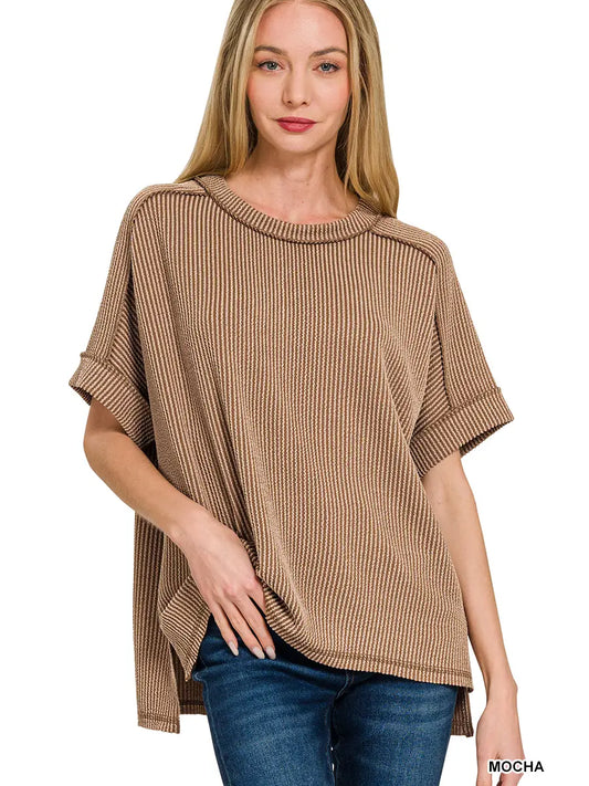 Mocha Corded Rib Top