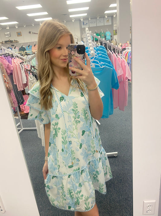 All in Blue/Green Floral Dress
