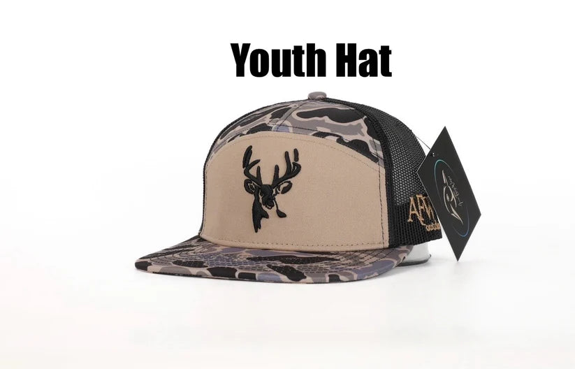 American Flyway Waterfowl Youth 7 Panel Hardwoods-II 3 D Puff Buck w/ Black Mesh