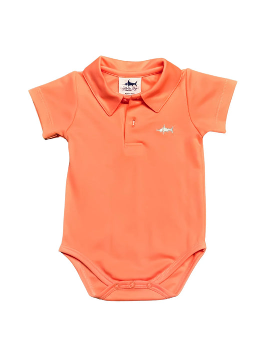 Saltwater Boys Polo Onesie Coral