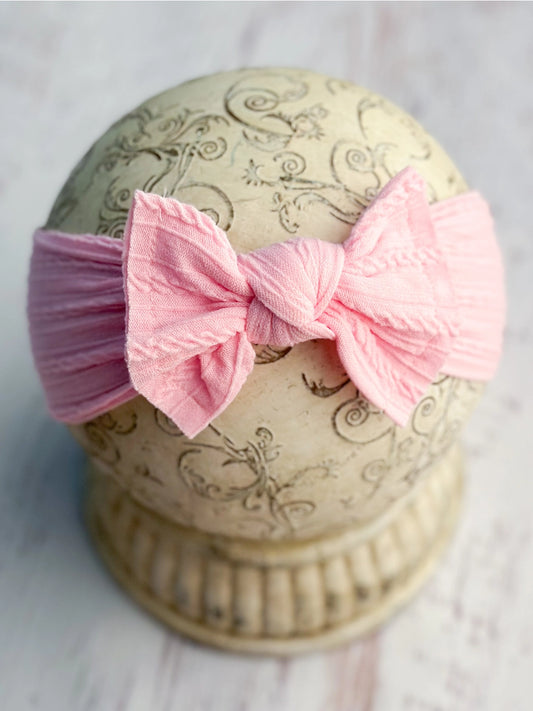 Pink Cable Knit Bow Baby Headband