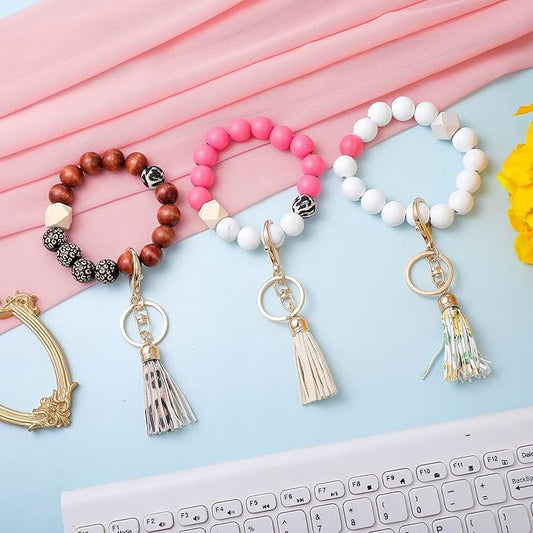 Silicone Key Ring Beaded Keychain
