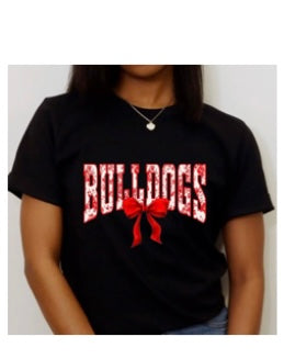 Georgia Bulldogs Coquette Bow Tee Black