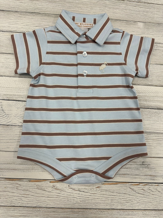 Beauford Bonnet Blue Palmetto & Grey Brown Onesie