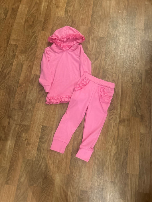 Girls Pink Ruffle Active Set